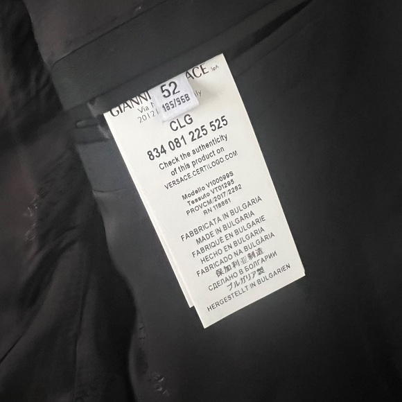 Versace Collection Coat Men's 2-Button Blazer Jacket Black Size 52 - Picture 6 of 7